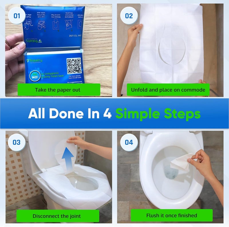 Traletry Toilet Seat Covers Disposable Flushable Travel Pack of 50 2XL-Disposable Toilet Seat Covers-Biodegradable Paper-Kids Men Women Adults Toiletries-Airplane Camping Travel Essentials Accessories - Image 4